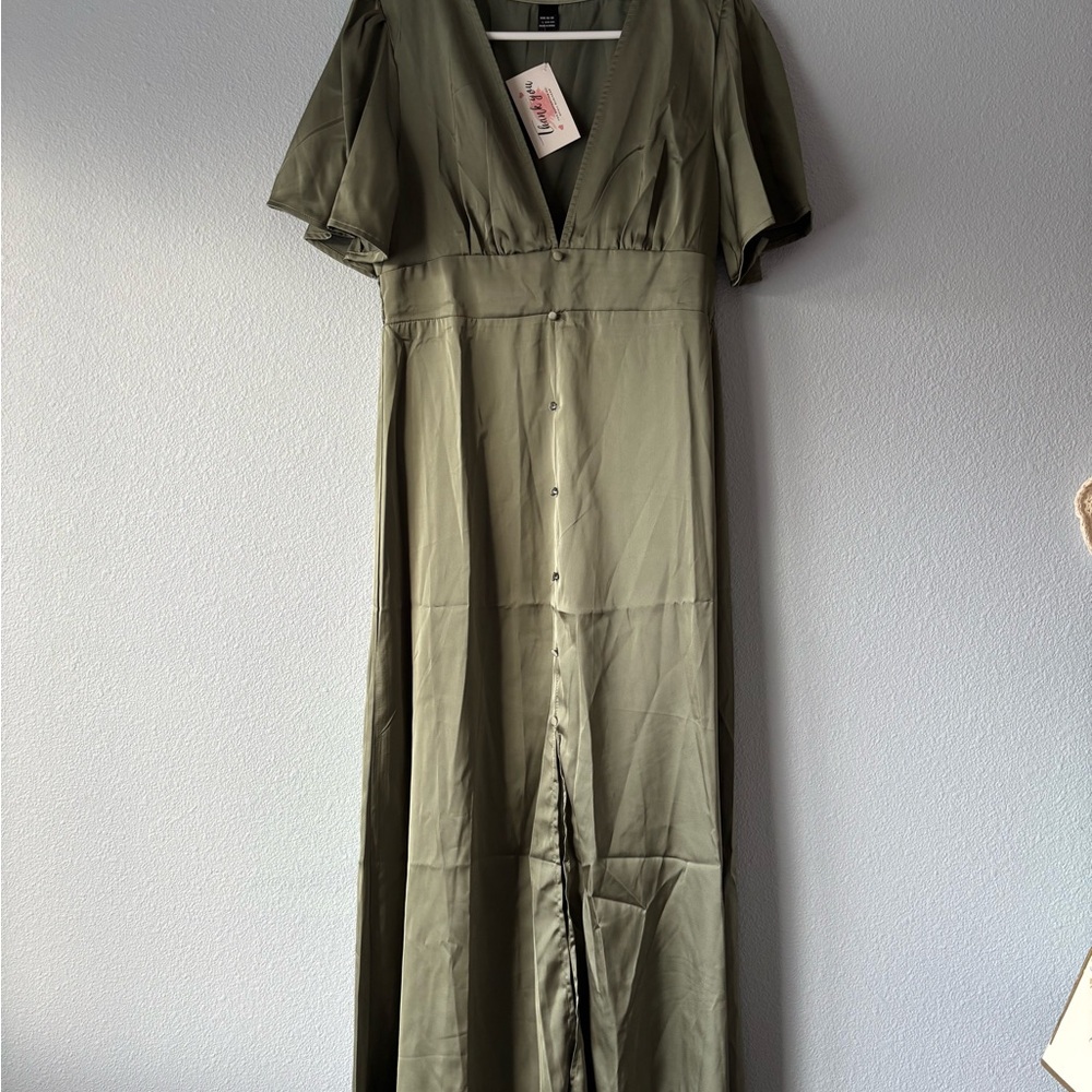Elegant Olive Green Maxi Dress